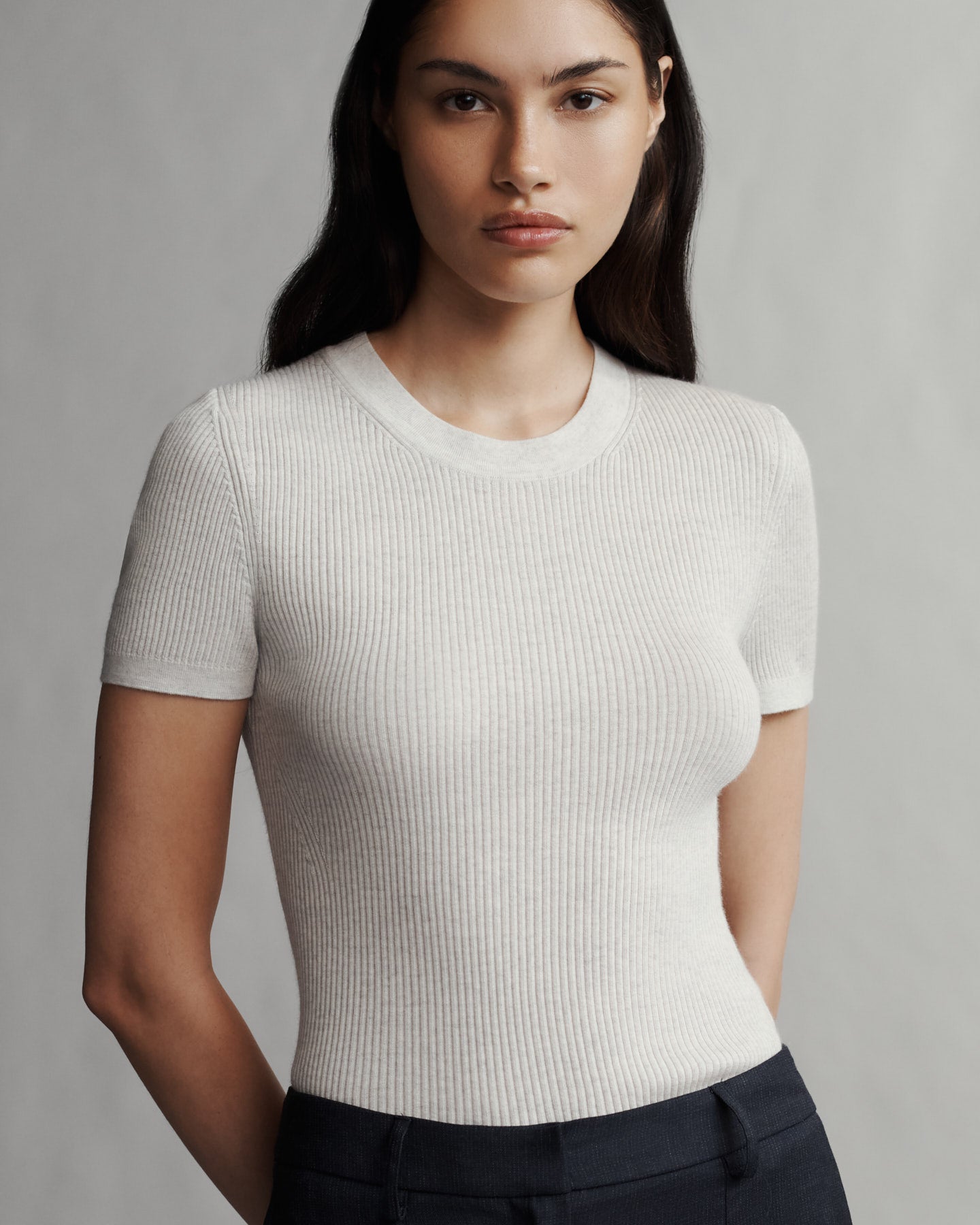 TWP White heather grey Tease top in Merino Wool view 2