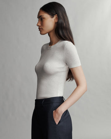 TWP White heather grey Tease top in Merino Wool view 2