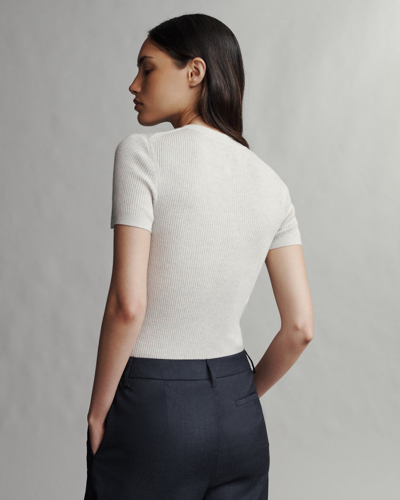 TWP White heather grey Tease top in Merino Wool view 3