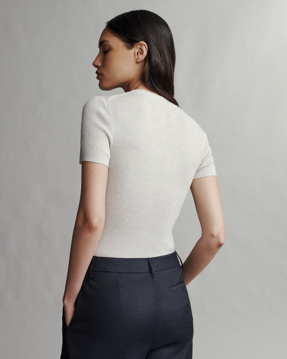 TWP White heather grey Tease top in Merino Wool view 4