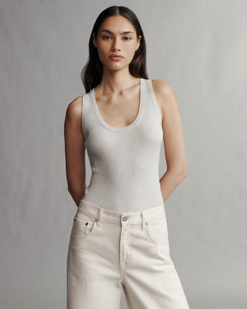 TWP White heather grey Knit Tank in Merino Wool view 5