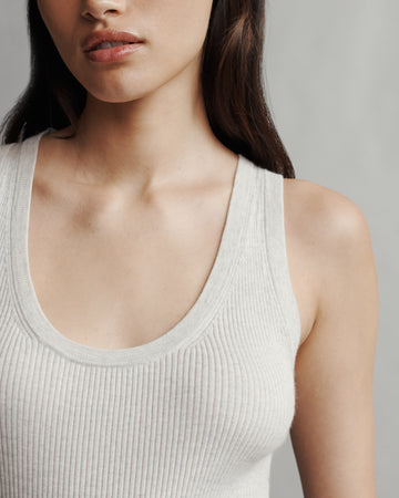 TWP White heather grey Knit Tank in Merino Wool view 6