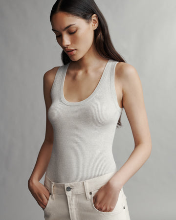 TWP White heather grey Knit Tank in Merino Wool view 2