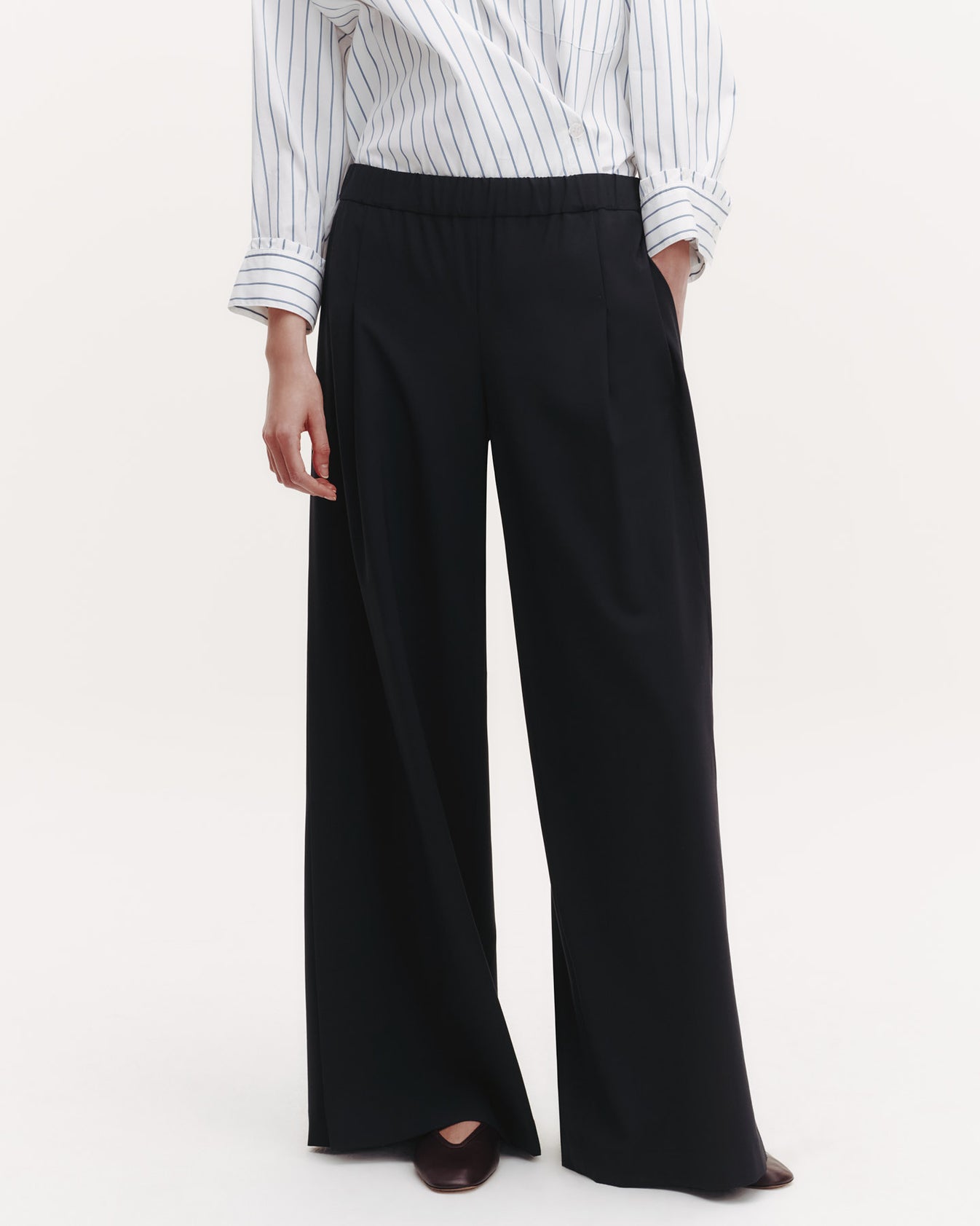 TWP Midnight Eva Pant with Tux Pleat in Ultrafine Stretch Suiting view 1