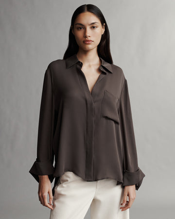 TWP Chocolate torte New Morning After Shirt in Washed Silk Georgette view 3