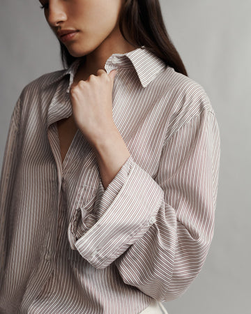 New Morning After Shirt in Silk Metallic Stripe