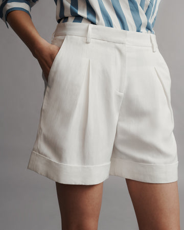 TWP White Thompson Short in Coated Viscose Linen view 7