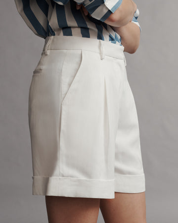 TWP White Thompson Short in Coated Viscose Linen view 5