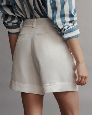 TWP White Thompson Short in Coated Viscose Linen view 6