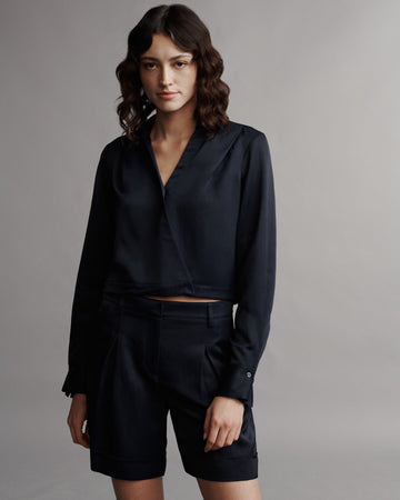 TWP Midnight GTGOAN Top in Coated Viscose Linen view 4