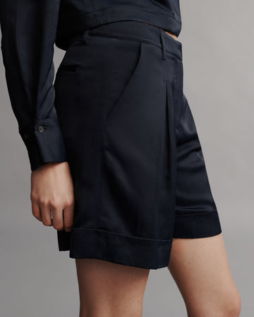 TWP Midnight Thompson Short in Coated Viscose Linen view 5