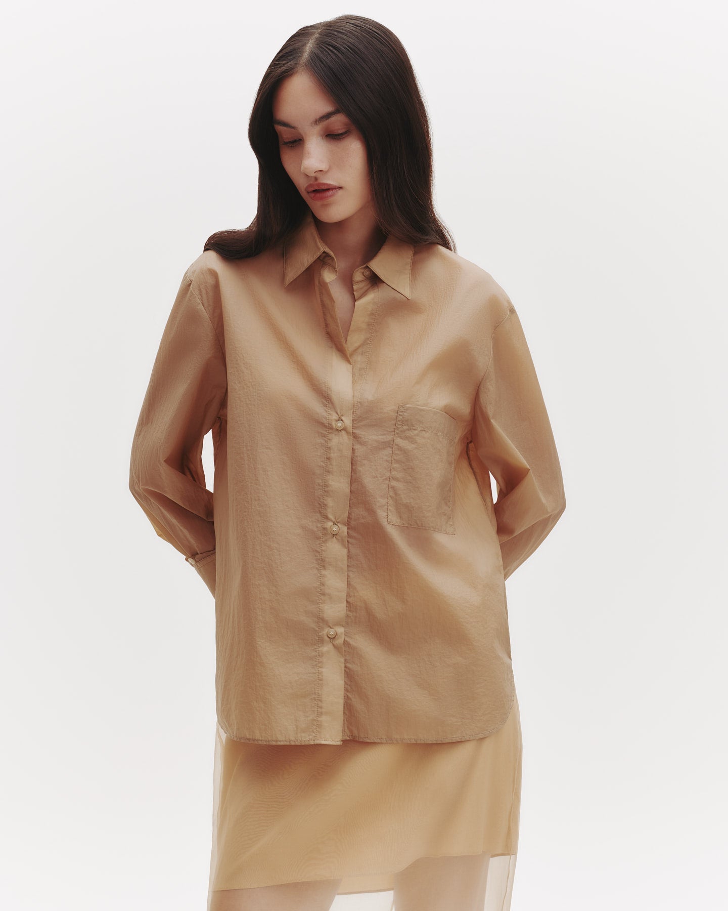 TWP Khaki The Next Morning Shirt in Nylon view 1