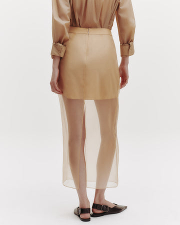 TWP British khaki Sylkie Skirt in Silk Organza view 4