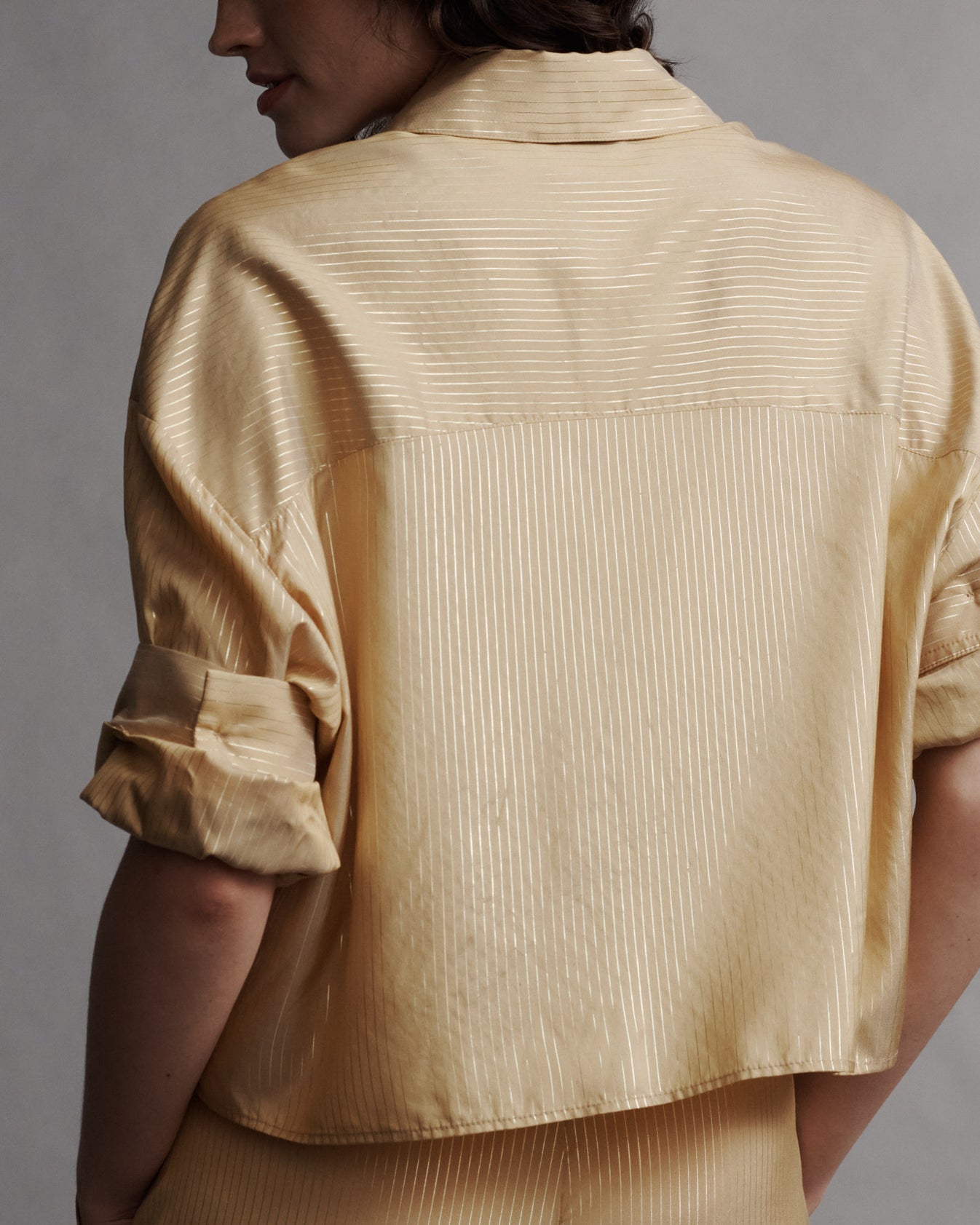 TWP Goldenrod / gold Next Ex Shirt in Silk Metallic Stripe view 3