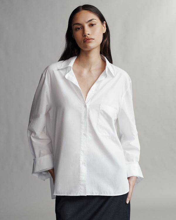 TWP White New Morning After Shirt in Superfine Cotton view 1