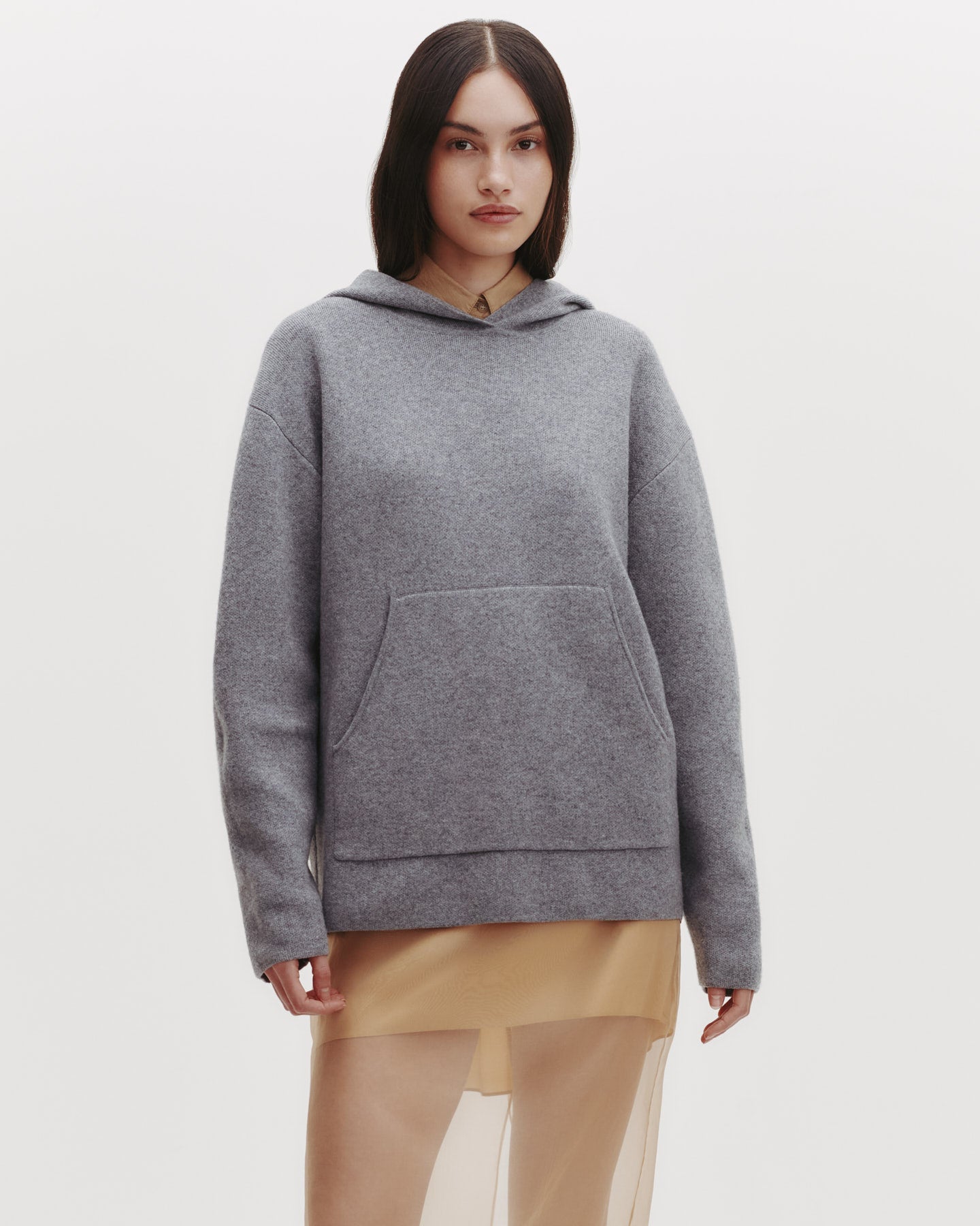 TWP Medium heather grey Hoodie in Cashmere view 3