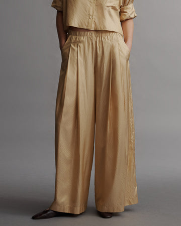 TWP Goldenrod / gold Sag Harbor Pant in Silk Metallic Stripe view 4