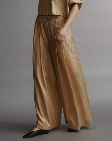 TWP Goldenrod / gold Sag Harbor Pant in Silk Metallic Stripe view 3