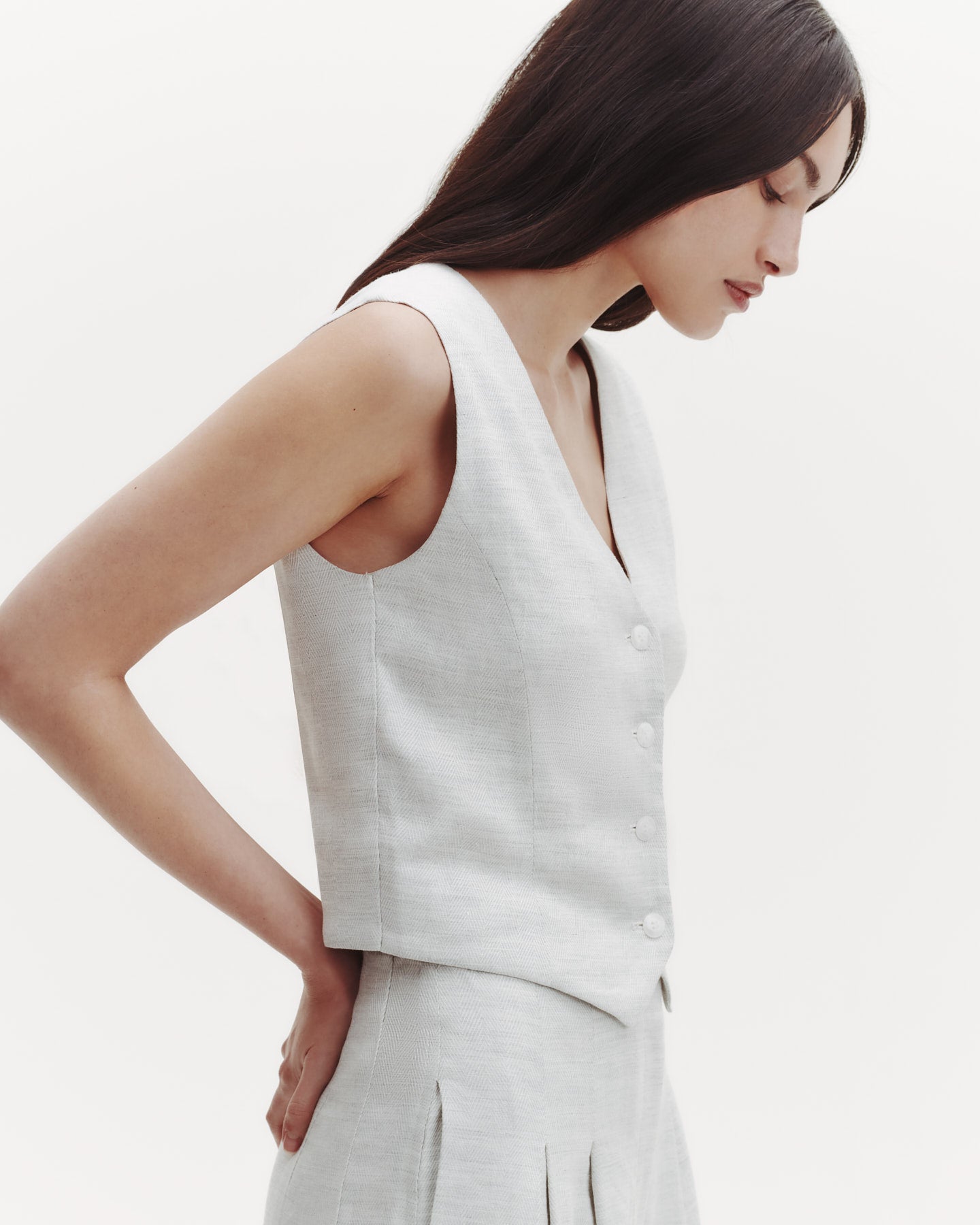 TWP Grey/ivory Kiki's Vest in Viscose Linen view 3