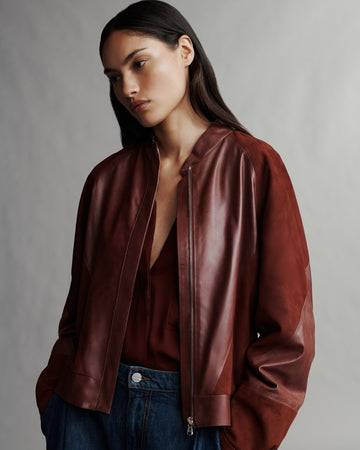 TWP Warm brick Elliot Jacket in Paper Leather view 2