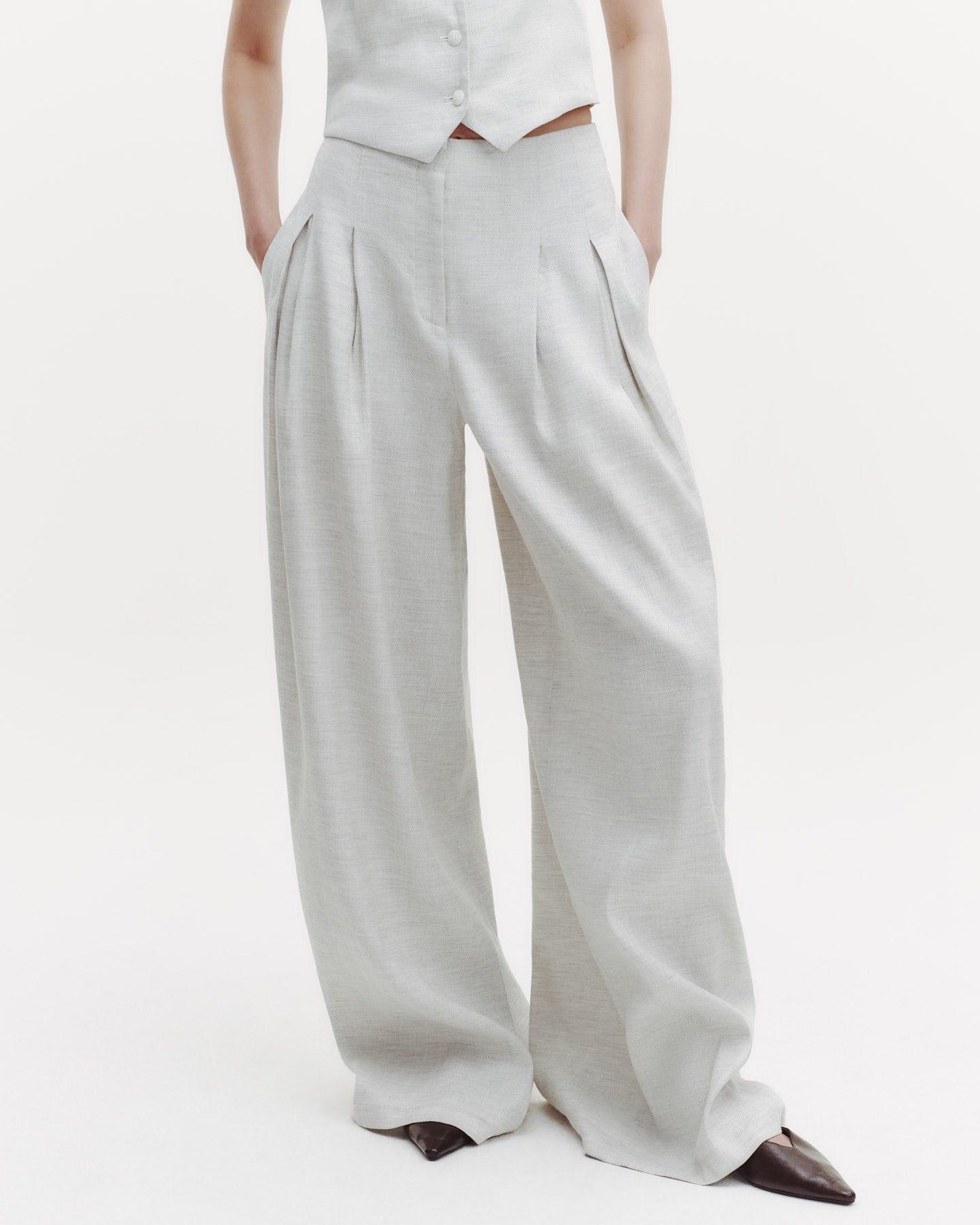 TWP Grey/ivory Drew Pant in Linen Viscose view 5