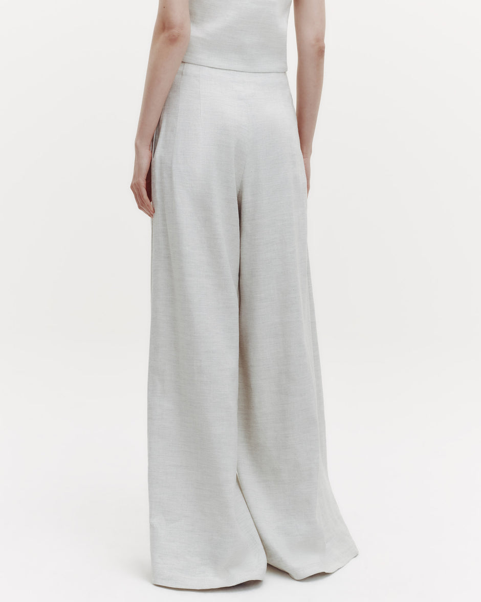 TWP Grey/ivory Drew Pant in Linen Viscose view 5