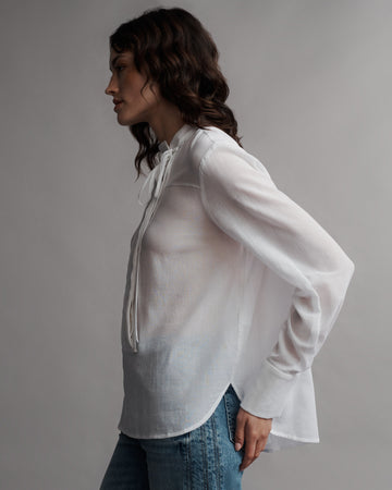 TWP White Gabriel Shirt in Cotton Voile view 4