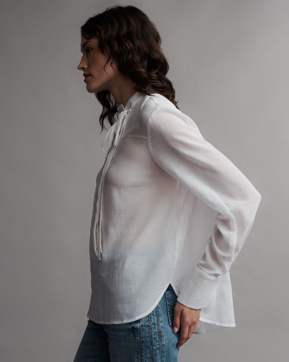 TWP White Gabriel Shirt in Cotton Voile view 4