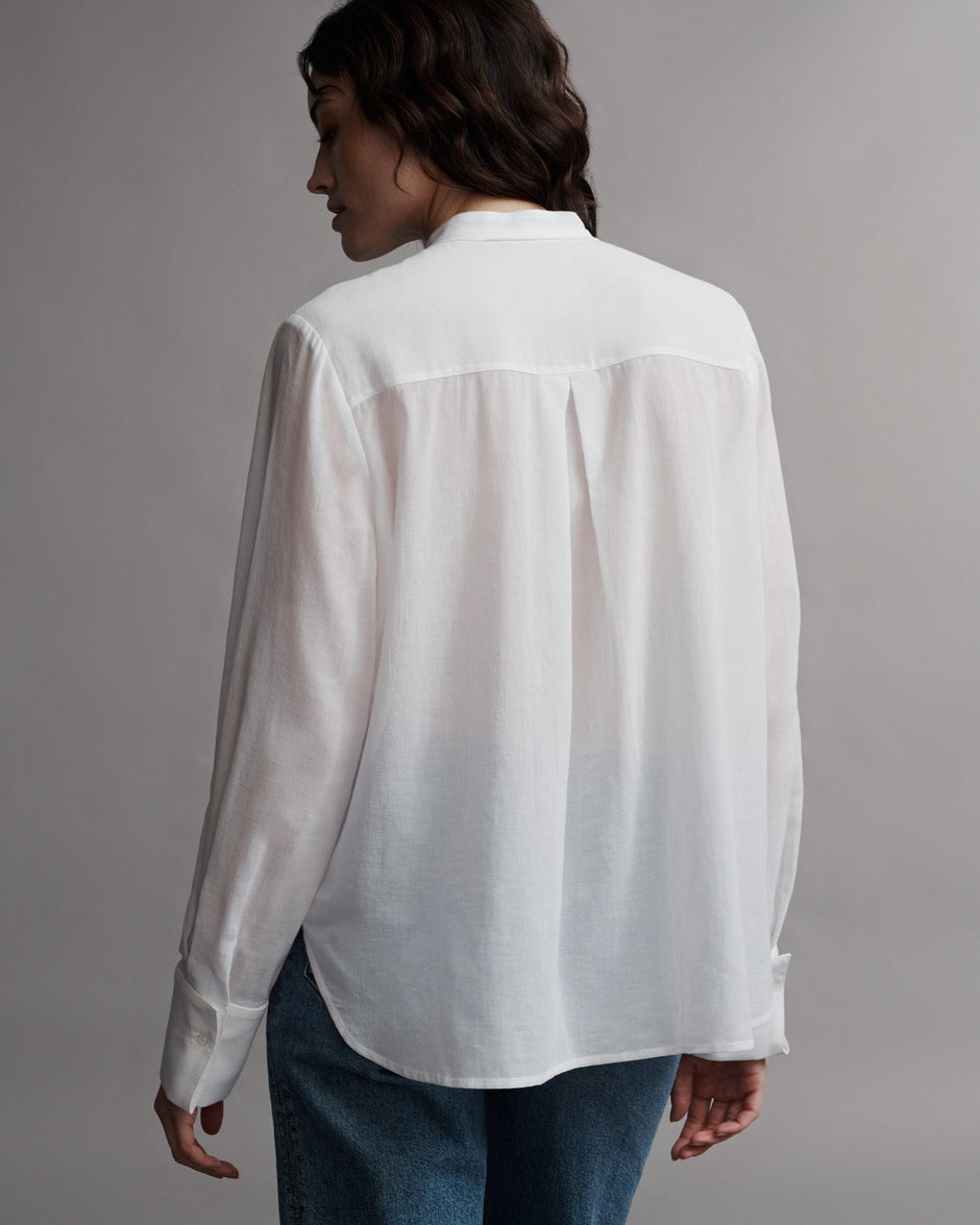 TWP White Gabriel Shirt in Cotton Voile view 5