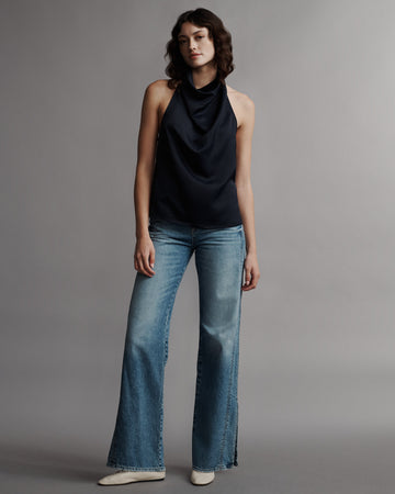 TWP Midnight Friday Night Top in Coated Viscose Linen view 8