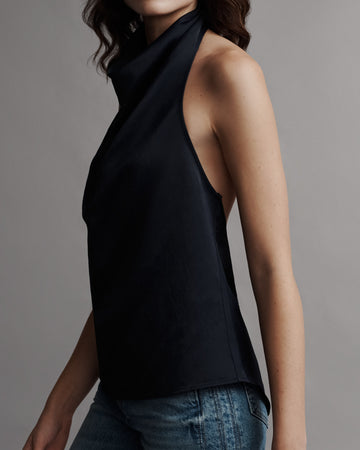 TWP Midnight Friday Night Top in Coated Viscose Linen view 5