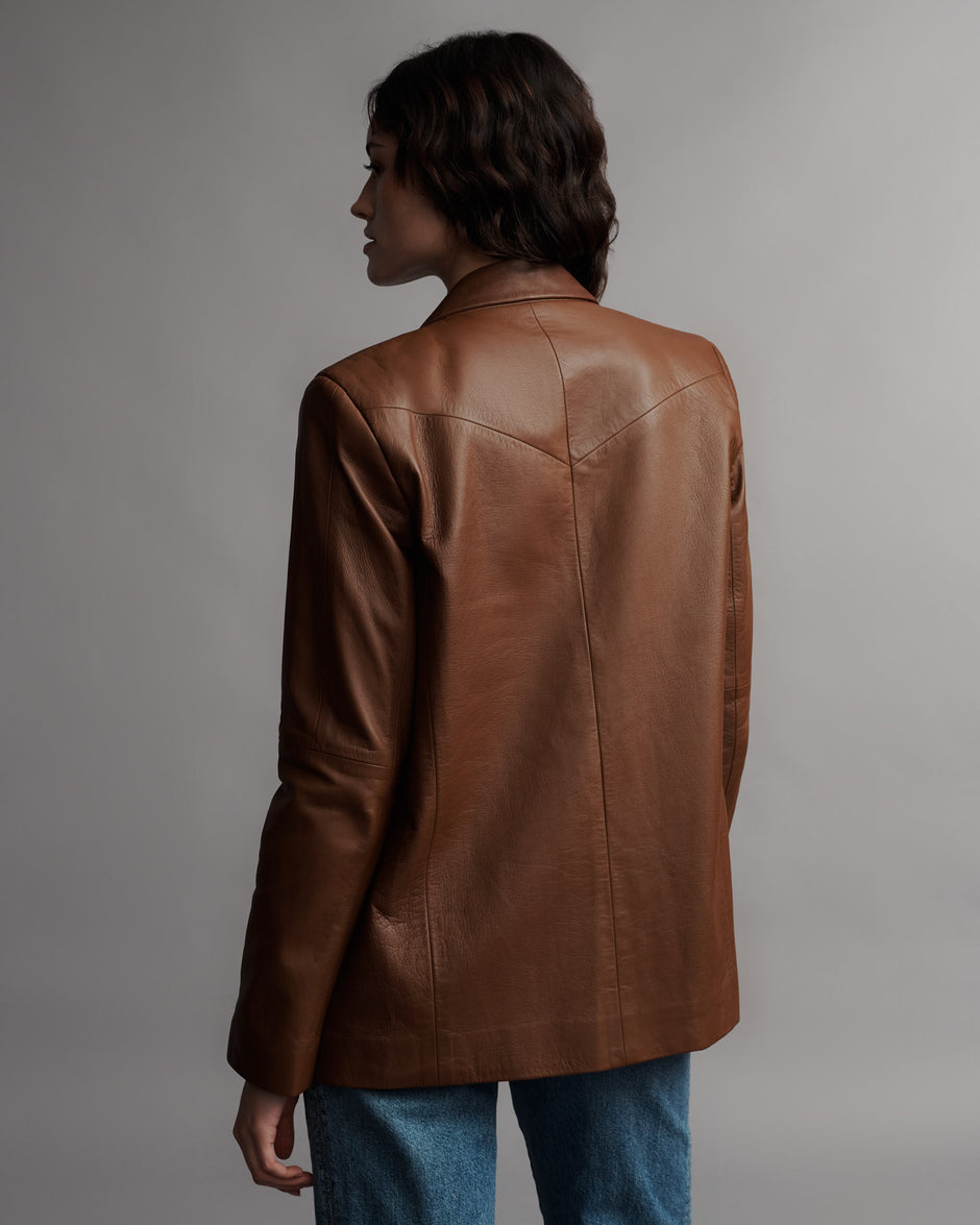 TWP Mahogany Joshua Blazer in Vintage Leather view 5