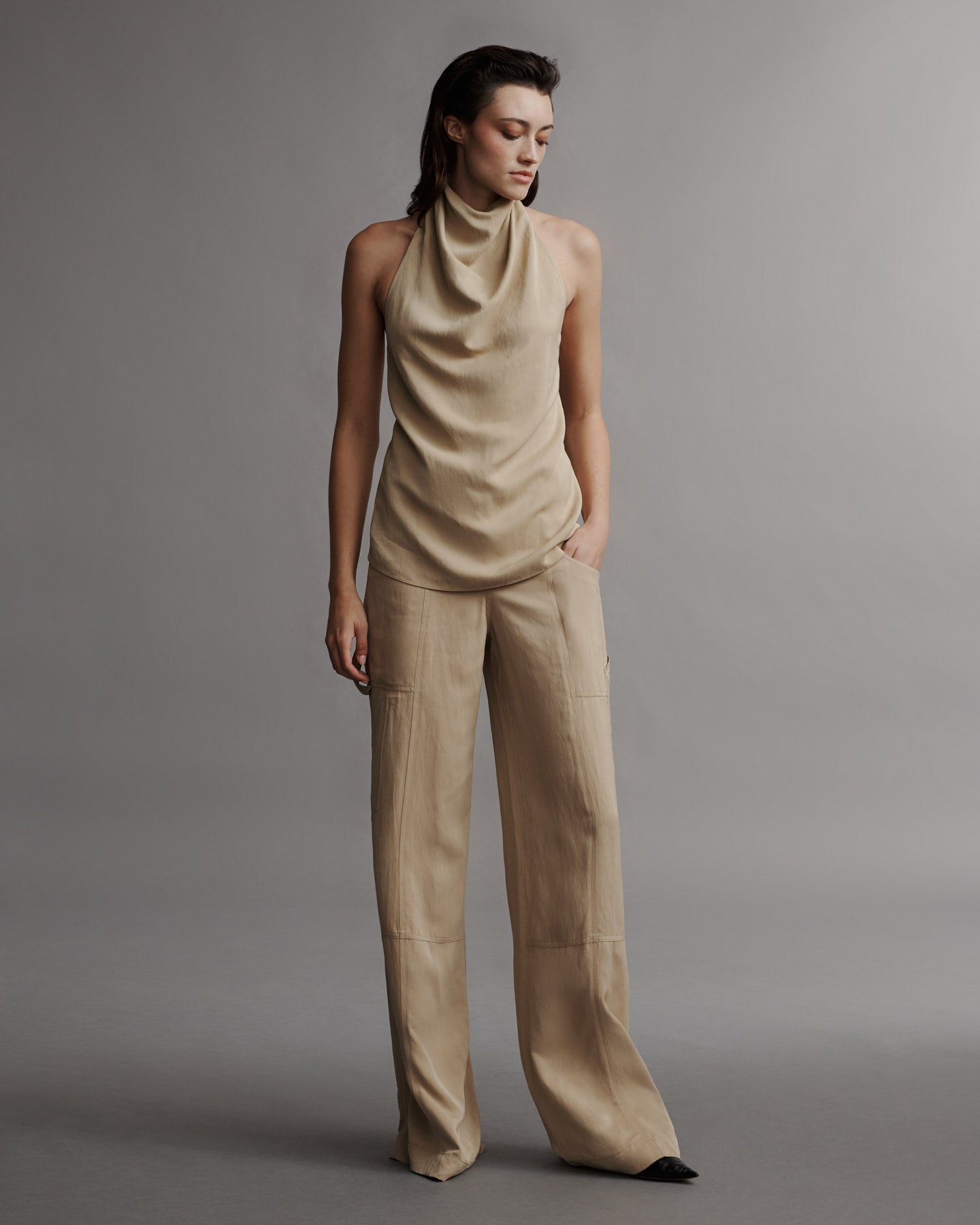 TWP Travertine Friday Night Top in Coated Viscose Linen view 5