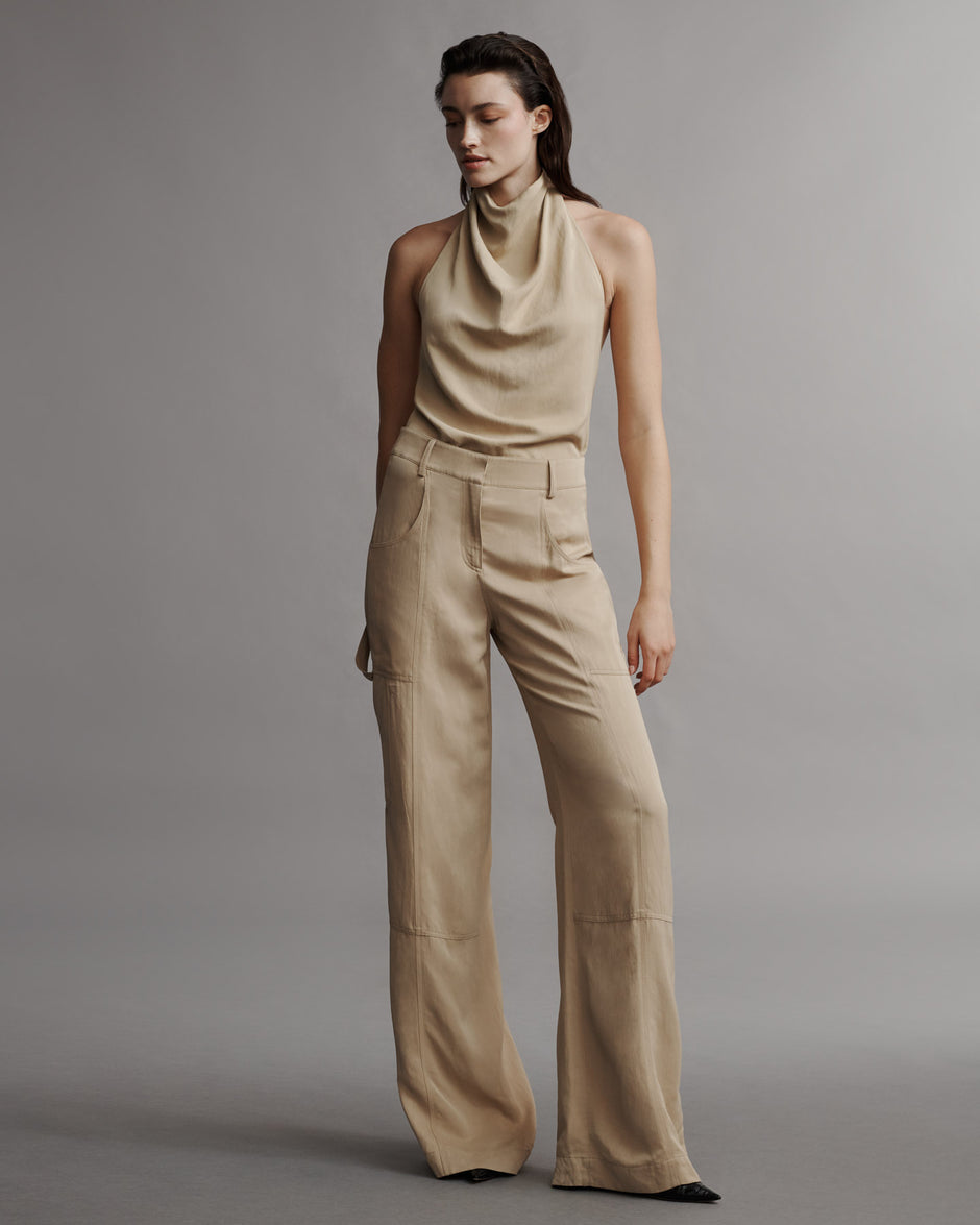 TWP Travertine Chrystie St. Pant in Coated Viscose Linen view 6