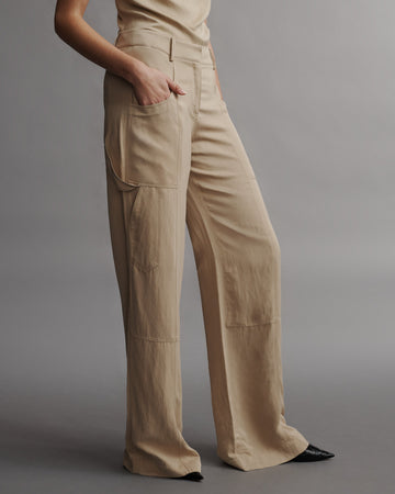 TWP Travertine Chrystie St. Pant in Coated Viscose Linen view 4