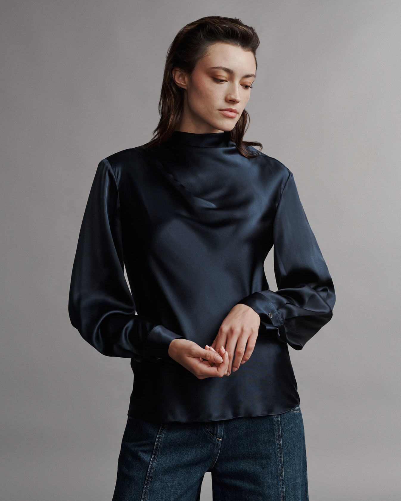 TWP Midnight Phoebe Top in Silk Charmeuse view 2