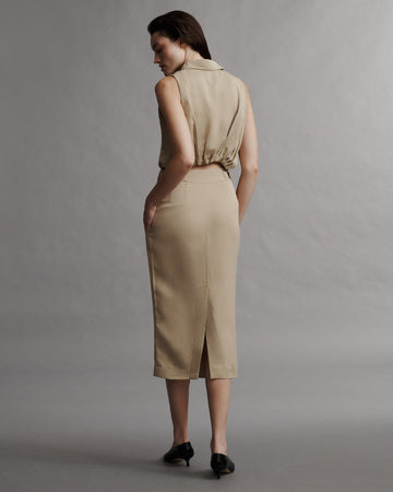 TWP Travertine Sarah Dress in Coated Viscose Linen view 6