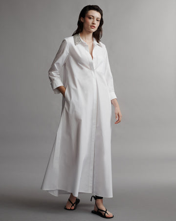 TWP White Jenny&#39;s Gown with Crystal Collar in Cotton Shirting view 2