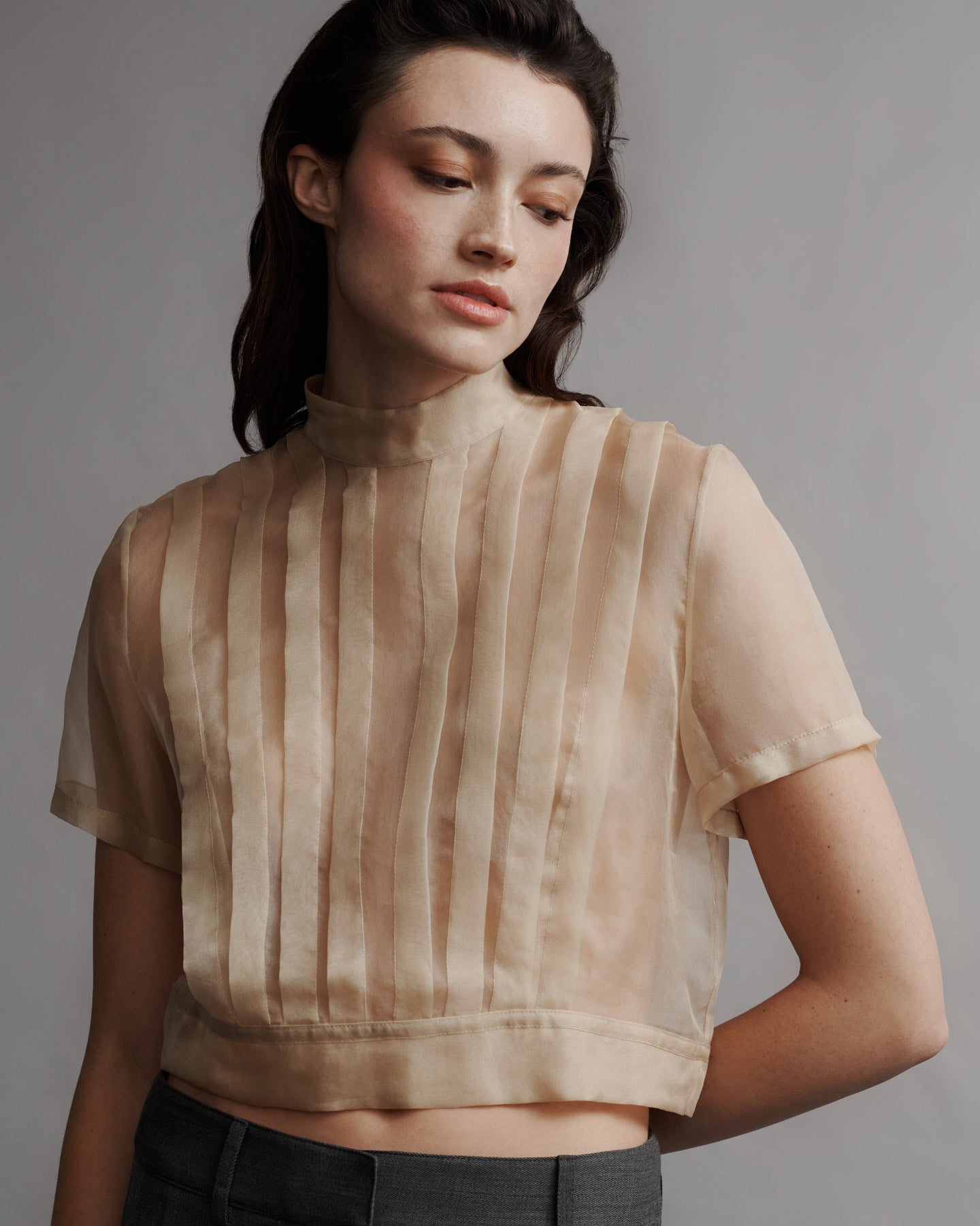 TWP Travertine Ryan Top in Washed Silk Organza view 2