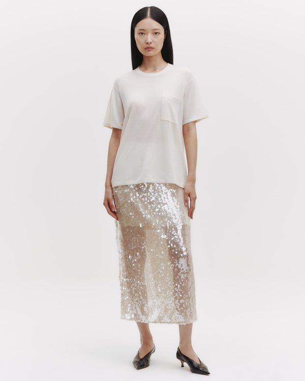 TWP Beige/clear Sylkie Skirt in Mesh with Sequins view 7