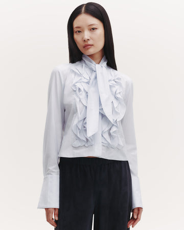 TWP White / indigo Patti Top with Tie in Garcon Cotton Stripe view 6