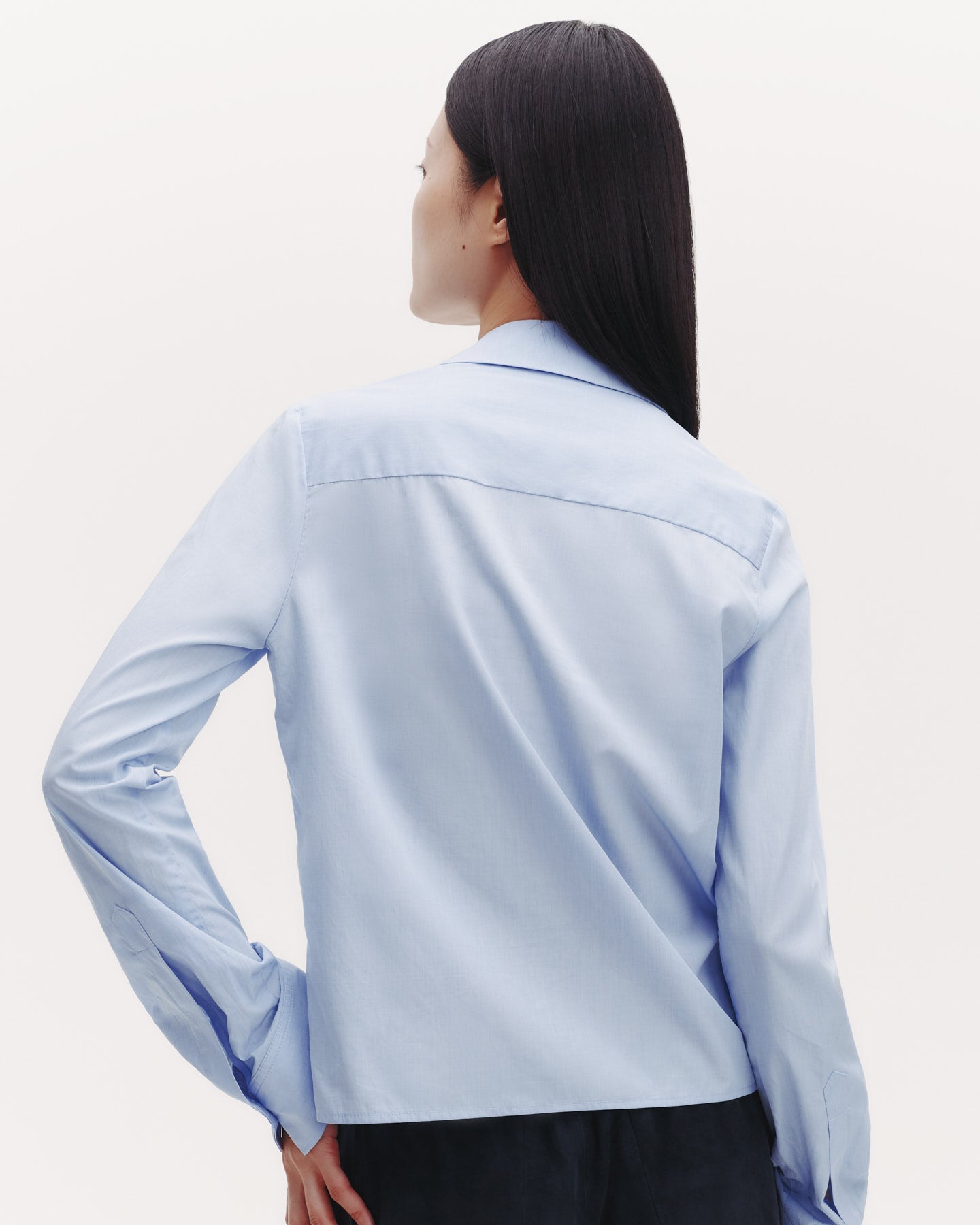 TWP Oxford blue Button Me Up Top in Superfine Cotton view 4