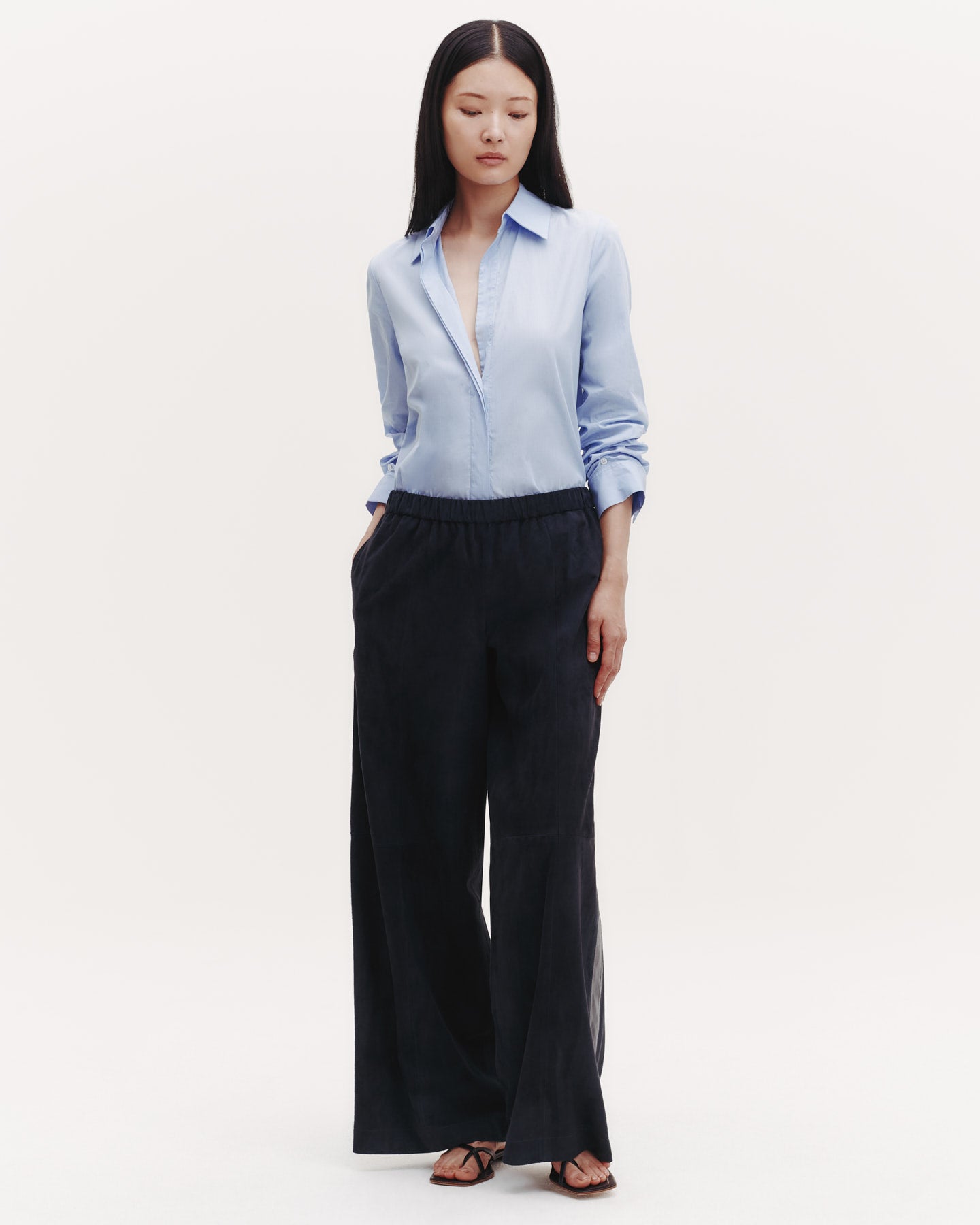 TWP Oxford blue Button Me Up Top in Superfine Cotton view 5