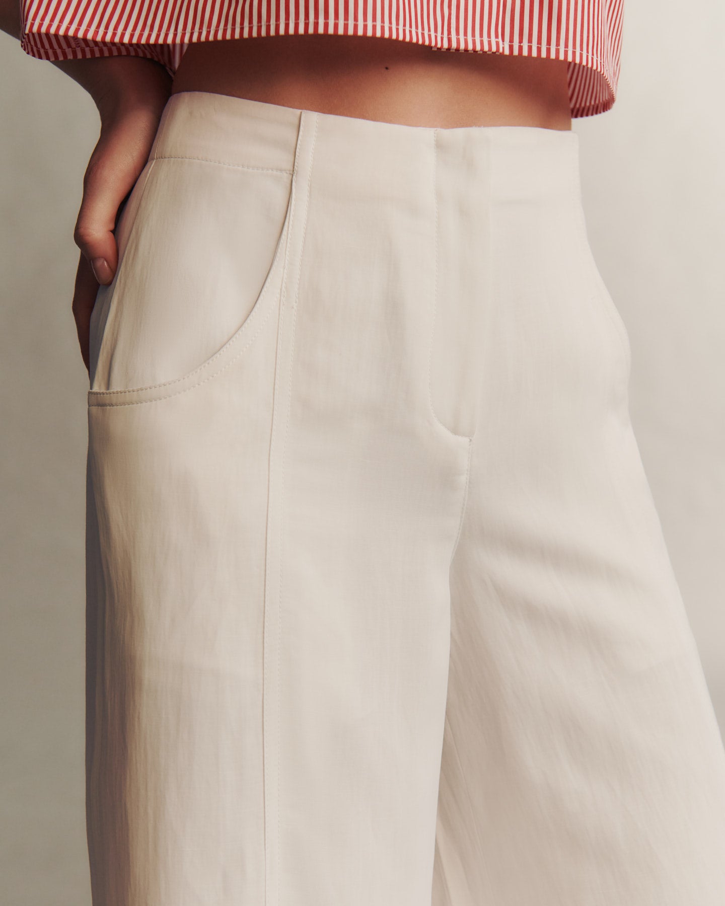 TWP White Demie Pant in Coated Viscose Linen view 2