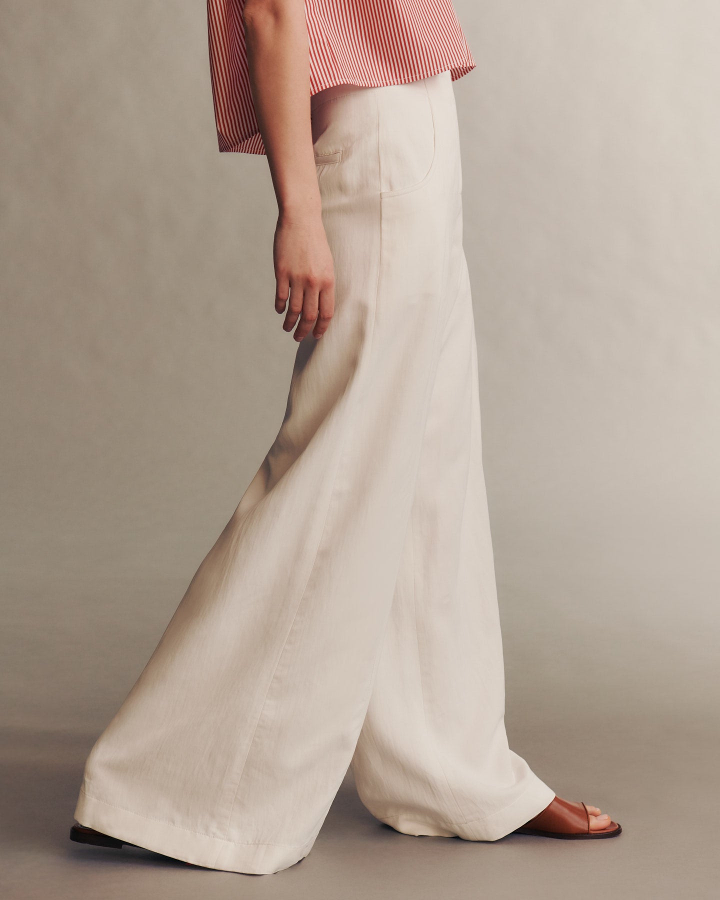 TWP White Demie Pant in Coated Viscose Linen view 3