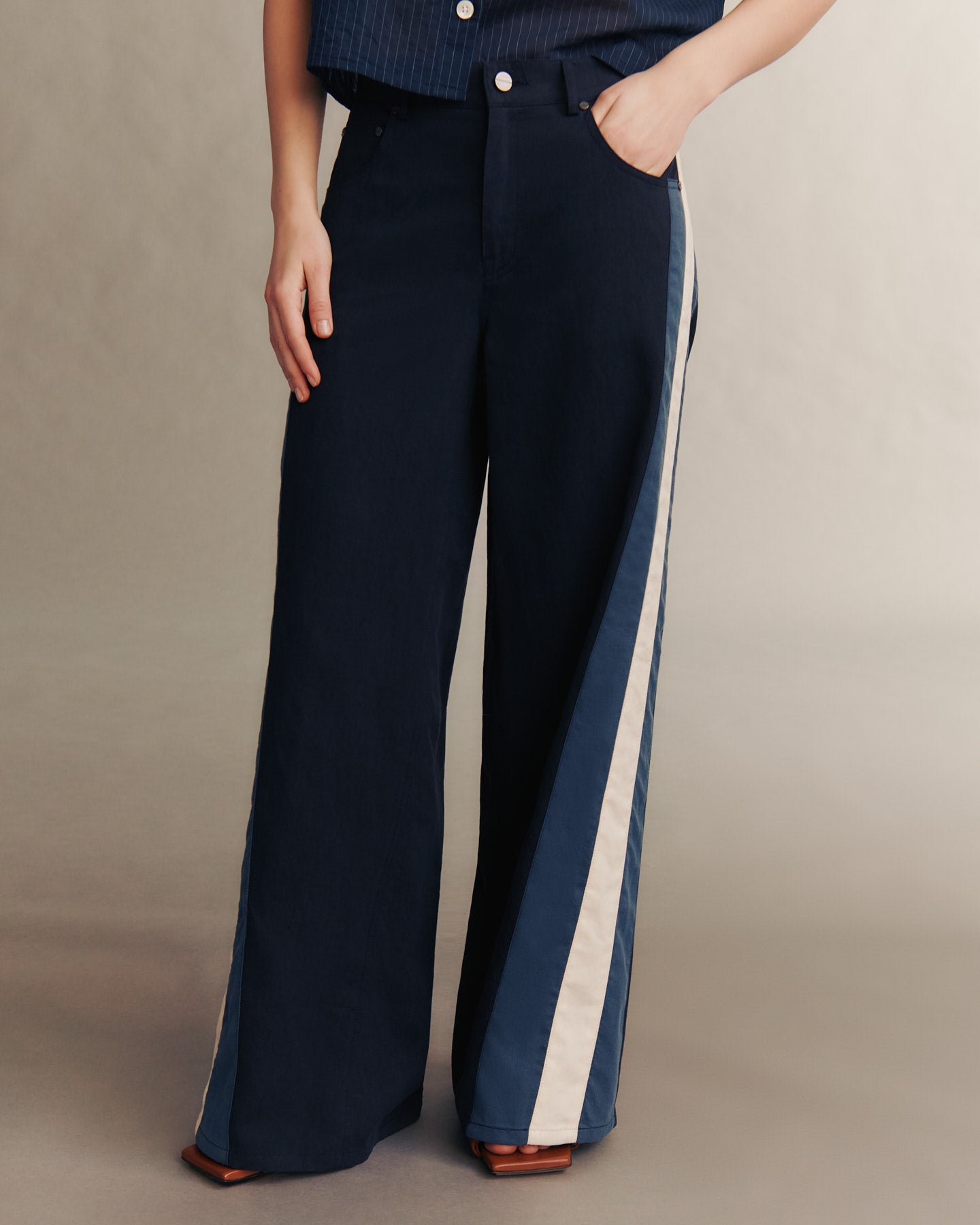 TWP Midnight multi The Dance Pant in Cotton Linen view 5