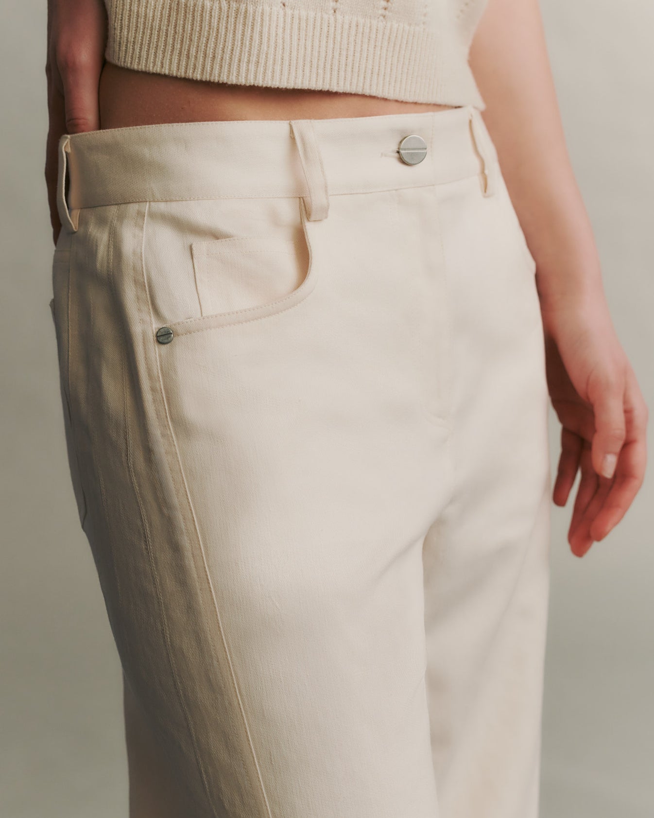 TWP Bone Puddle TWP Pant in Cotton Linen view 1