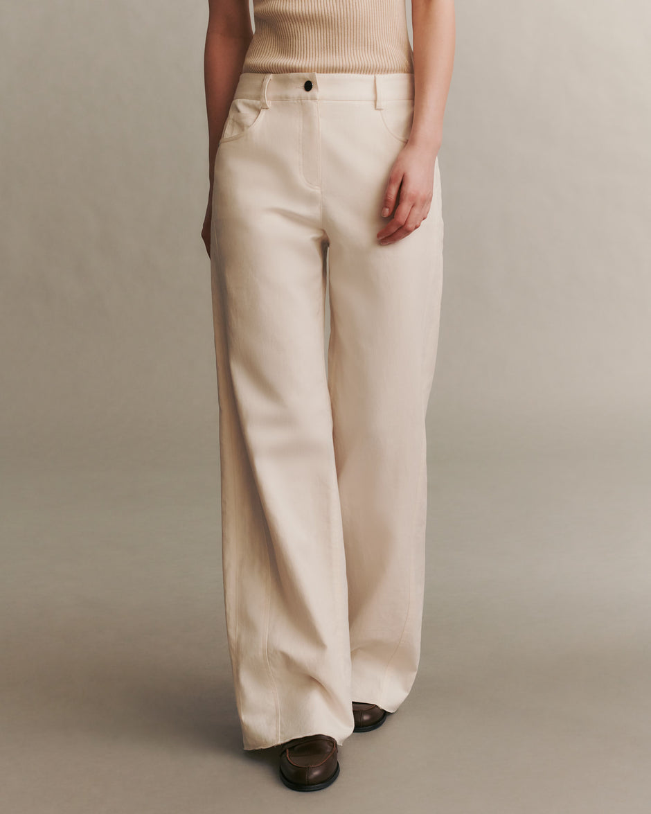 TWP Bone Puddle TWP Pant in Cotton Linen view 4