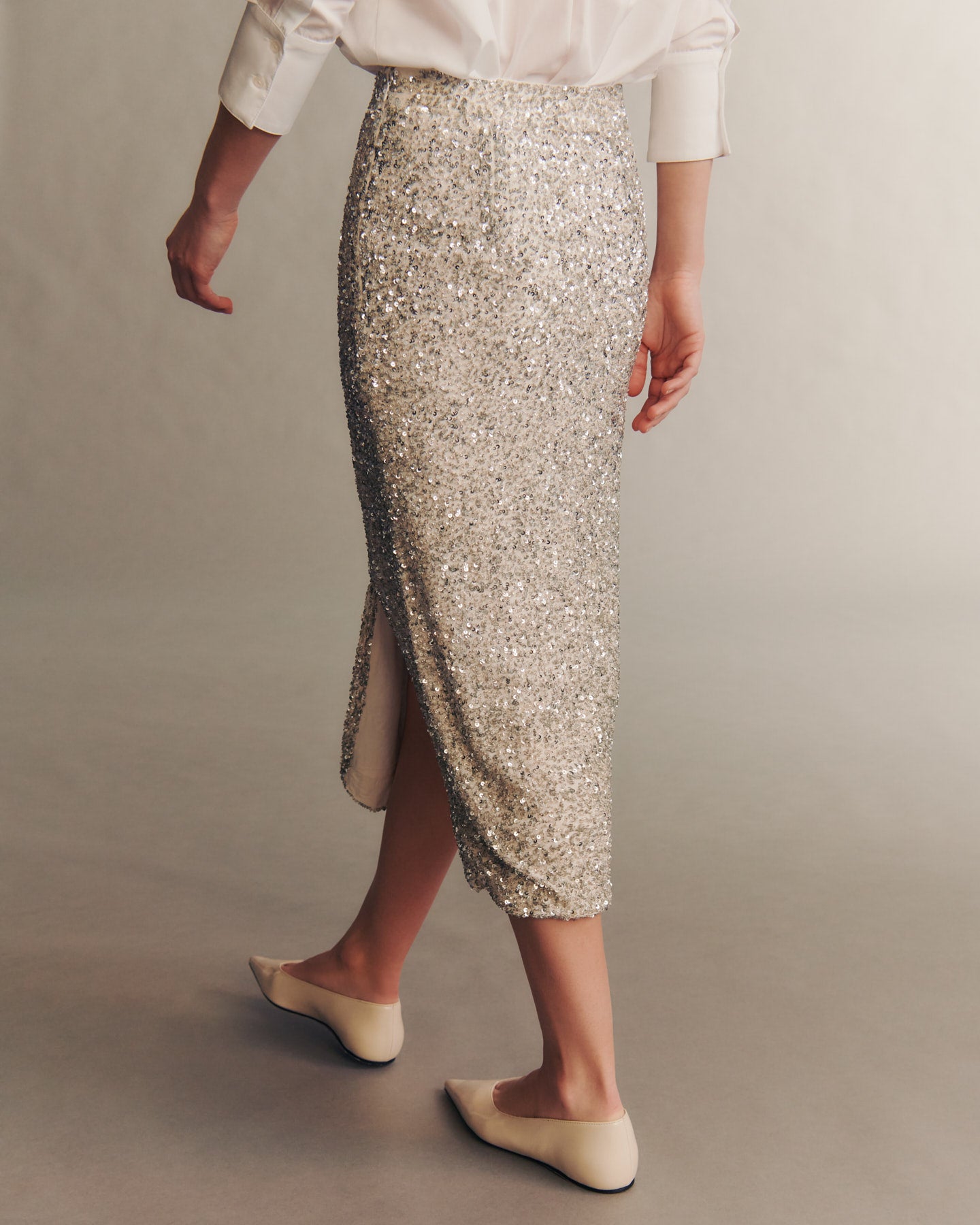 TWP Ivory Sequined Paltrow Skirt in Junk Sequins view 4