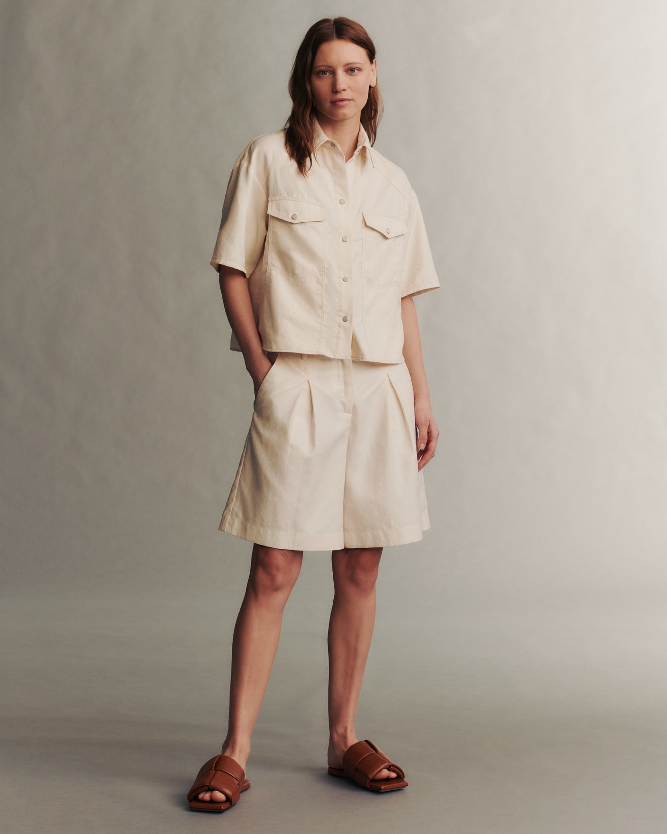 TWP Bone FWB Shirt in Cotton Linen view 2